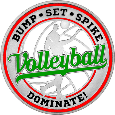 Green "Volleyball" with Red Outer Circular Borders